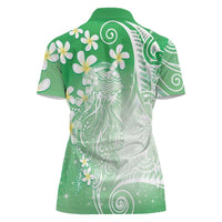 Polynesian Jellyfish Women Polo Shirt With Plumeria Green LT05 - Polynesian Pride