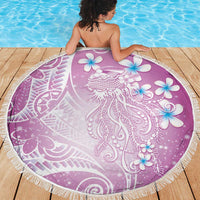 Polynesian Jellyfish Beach Blanket With Plumeria Pink LT05 - Polynesian Pride