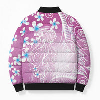 Polynesian Jellyfish Bomber Puffer Jacket With Plumeria Pink LT05 - Polynesian Pride