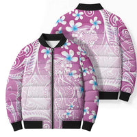 Polynesian Jellyfish Bomber Puffer Jacket With Plumeria Pink LT05 - Polynesian Pride