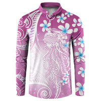 Polynesian Jellyfish Button Sweatshirt With Plumeria Pink LT05 Pink - Polynesian Pride