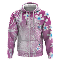 Polynesian Jellyfish Hoodie With Plumeria Pink LT05 Zip Hoodie Pink - Polynesian Pride