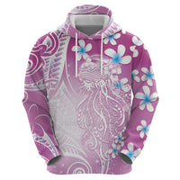 Polynesian Jellyfish Hoodie With Plumeria Pink LT05 - Polynesian Pride