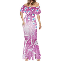 Polynesian Jellyfish Mermaid Dress With Plumeria Pink LT05 - Polynesian Pride