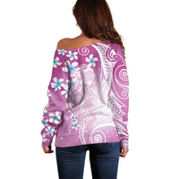 Polynesian Jellyfish Off Shoulder Sweater With Plumeria Pink LT05 - Polynesian Pride
