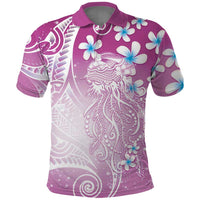Polynesian Jellyfish Polo Shirt With Plumeria Pink LT05 Pink - Polynesian Pride