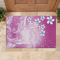 Polynesian Jellyfish Rubber Doormat With Plumeria Pink LT05 Pink - Polynesian Pride