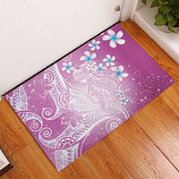 Polynesian Jellyfish Rubber Doormat With Plumeria Pink LT05 - Polynesian Pride