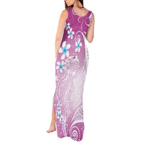 Polynesian Jellyfish Tank Maxi Dress With Plumeria Pink LT05 - Polynesian Pride