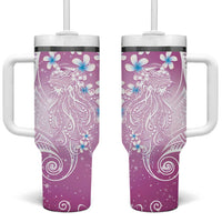 Polynesian Jellyfish Tumbler With Handle With Plumeria Pink LT05 One Size: 40 oz Pink - Polynesian Pride