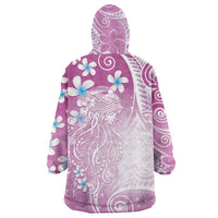Polynesian Jellyfish Wearable Blanket Hoodie With Plumeria Pink LT05 - Polynesian Pride