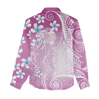 Polynesian Jellyfish Women Casual Shirt With Plumeria Pink LT05 - Polynesian Pride