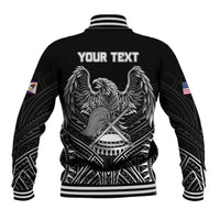American Samoa Flag Day Baseball Jacket Bald Eagle With Polynesian Pattern