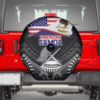 American Samoa Flag Day Spare Tire Cover Bald Eagle With Polynesian Pattern