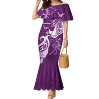 Personalised Fibromyalgia Awareness Mermaid Dress Polynesian Purple Ribbon LT05 Women Purple - Polynesian Pride