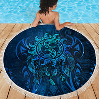 New Zealand Dream Catcher Beach Blanket Maori Koru Pattern Blue Version LT05 - Polynesian Pride