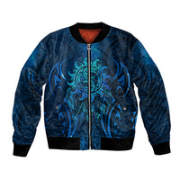 New Zealand Dream Catcher Bomber Jacket Maori Koru Pattern Blue Version LT05 Unisex Blue - Polynesian Pride