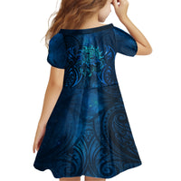 New Zealand Dream Catcher Family Matching Long Sleeve Bodycon Dress and Hawaiian Shirt Maori Koru Pattern Blue Version LT05 - Polynesian Pride