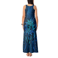 New Zealand Dream Catcher Tank Maxi Dress Maori Koru Pattern Blue Version LT05 - Polynesian Pride