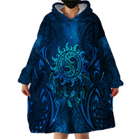 New Zealand Dream Catcher Wearable Blanket Hoodie Maori Koru Pattern Blue Version LT05 - Polynesian Pride