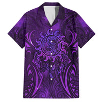 New Zealand Dream Catcher Family Matching Off Shoulder Maxi Dress and Hawaiian Shirt Maori Koru Pattern Purple Version