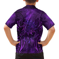 New Zealand Dream Catcher Family Matching Short Sleeve Bodycon Dress and Hawaiian Shirt Maori Koru Pattern Purple Version LT05 - Polynesian Pride