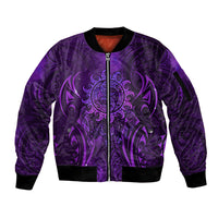 New Zealand Dream Catcher Sleeve Zip Bomber Jacket Maori Koru Pattern Purple Version LT05 Unisex Purple - Polynesian Pride