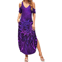 New Zealand Dream Catcher Summer Maxi Dress Maori Koru Pattern Purple Version