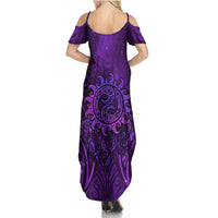 New Zealand Dream Catcher Summer Maxi Dress Maori Koru Pattern Purple Version LT05 - Polynesian Pride