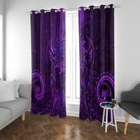 New Zealand Dream Catcher Window Curtain Maori Koru Pattern Purple Version LT05 With Grommets Purple - Polynesian Pride