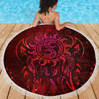 New Zealand Dream Catcher Beach Blanket Maori Koru Pattern Red Version LT05 - Polynesian Pride