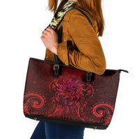 New Zealand Dream Catcher Leather Tote Bag Maori Koru Pattern Red Version LT05 Red - Polynesian Pride