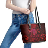 New Zealand Dream Catcher Leather Tote Bag Maori Koru Pattern Red Version LT05 - Polynesian Pride