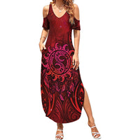 New Zealand Dream Catcher Summer Maxi Dress Maori Koru Pattern Red Version LT05 Women Red - Polynesian Pride