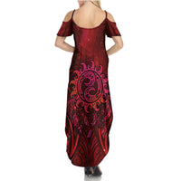 New Zealand Dream Catcher Summer Maxi Dress Maori Koru Pattern Red Version LT05 - Polynesian Pride