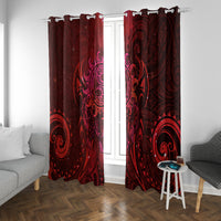 New Zealand Dream Catcher Window Curtain Maori Koru Pattern Red Version LT05 With Grommets Red - Polynesian Pride
