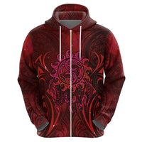 New Zealand Dream Catcher Zip Hoodie Maori Koru Pattern Red Version