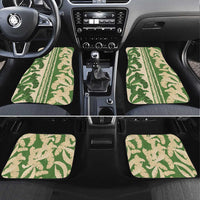 Hawaii Pua Kenikeni Lei Car Mats With Lau Maia Green LT05 Set 4pcs Green - Polynesian Pride