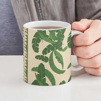 Hawaii Pua Kenikeni Lei Ceramic Mug With Lau Maia Green LT05 - Polynesian Pride