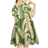 Hawaii Pua Kenikeni Lei Kid Short Sleeve Dress With Lau Maia Green