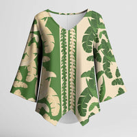 Hawaii Pua Kenikeni Lei Kimono Sleeve Blouse With Lau Maia Green LT05 Female Green - Polynesian Pride