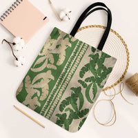 Hawaii Pua Kenikeni Lei Tote Bag With Lau Maia Green LT05 Black Strap One Size Green - Polynesian Pride