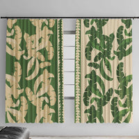 Hawaii Pua Kenikeni Lei Window Curtain With Lau Maia Green LT05 With Hooks Green - Polynesian Pride
