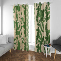 Hawaii Pua Kenikeni Lei Window Curtain With Lau Maia Green LT05 With Grommets Green - Polynesian Pride