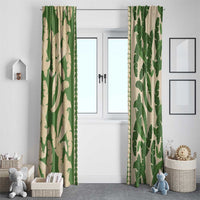 Hawaii Pua Kenikeni Lei Window Curtain With Lau Maia Green LT05 - Polynesian Pride