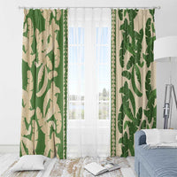 Hawaii Pua Kenikeni Lei Window Curtain With Lau Maia Green LT05 - Polynesian Pride