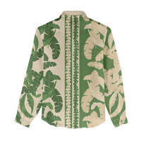 Hawaii Pua Kenikeni Lei Women Casual Shirt With Lau Maia Green
