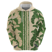 Hawaii Pua Kenikeni Lei Zip Hoodie With Lau Maia Green LT05 - Polynesian Pride