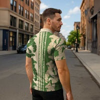 Hawaii Pua Kenikeni Lei Zipper Polo Shirt With Lau Maia Green LT05 - Polynesian Pride