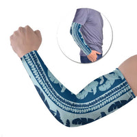 Hawaii Pua Kenikeni Lei Arm Sleeves With Lau Maia Royal Blue LT05 Set of 2 Blue - Polynesian Pride